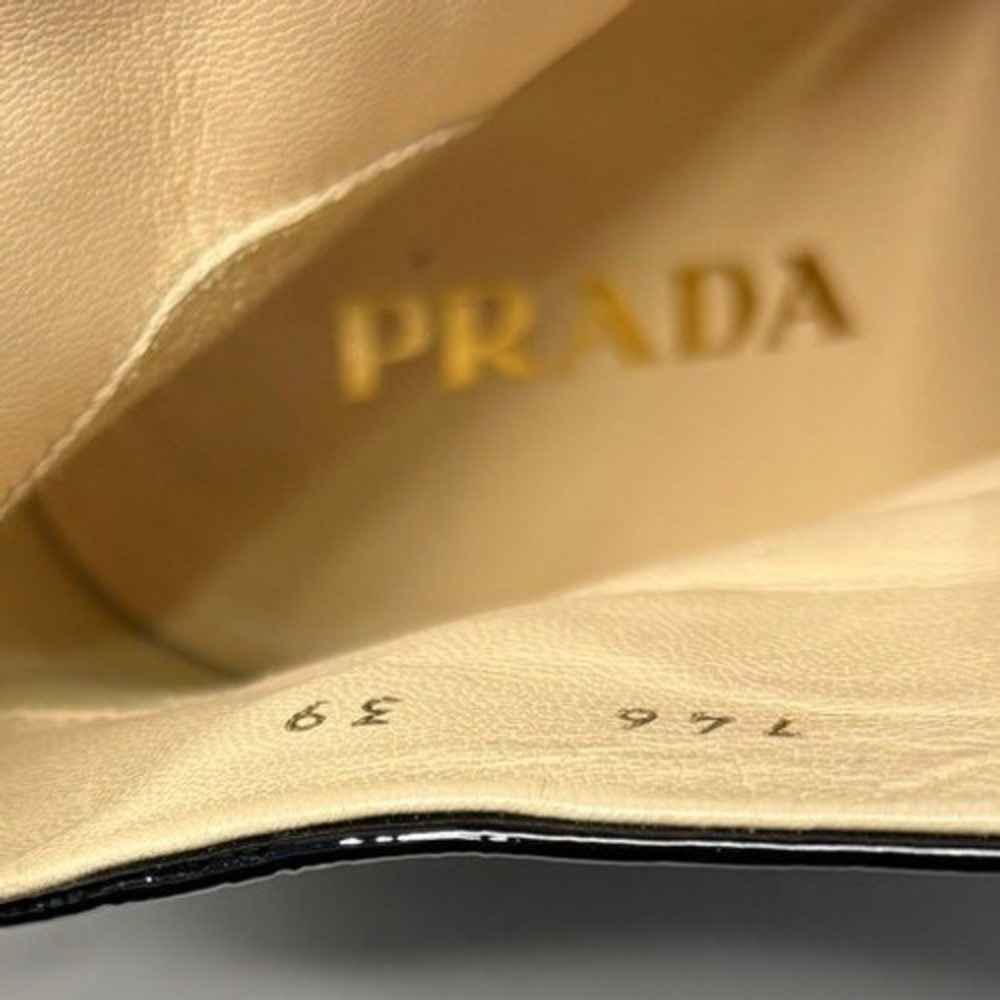 Prada Black Crinkled Patent Leather Square Toe Ankle Boots 39 Heel‎ 1I746L - Picture 9 of 9
